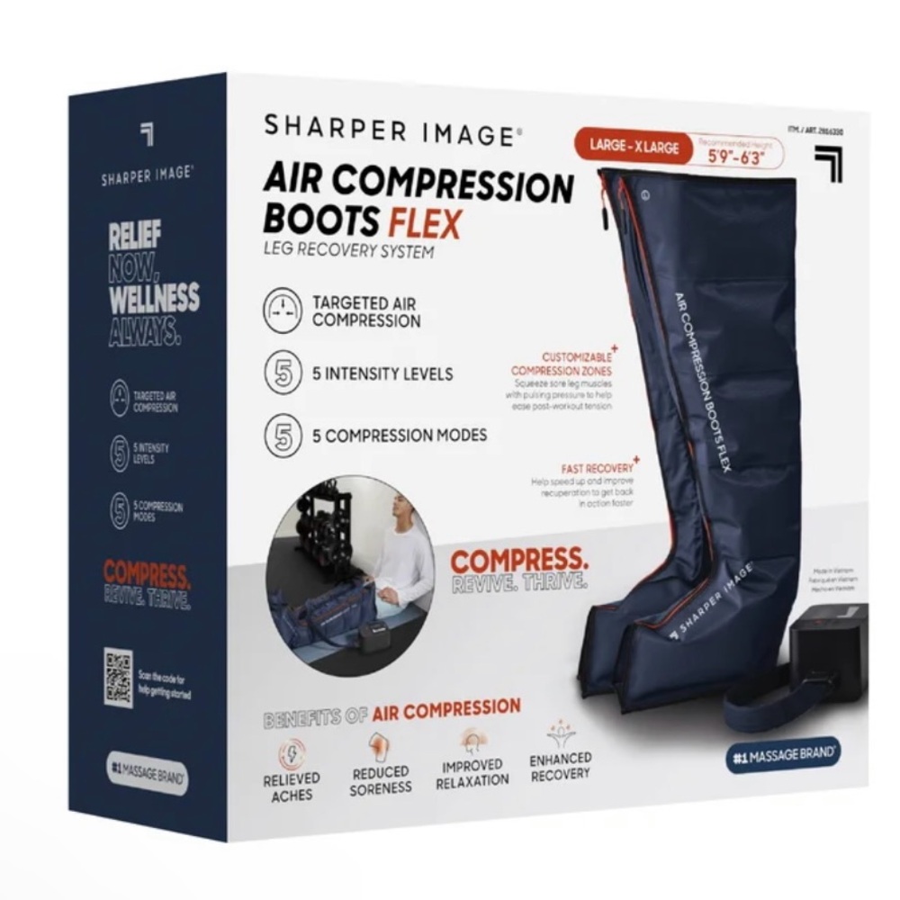 Sharper Image Air Compression Boots Flex Leg Recovery System Large New